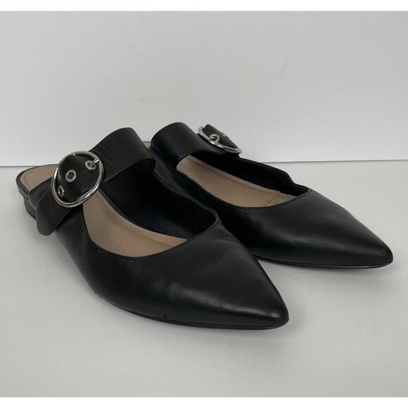 Banana Republic Black Flats with Silver Buckle - Picture 1 of 13